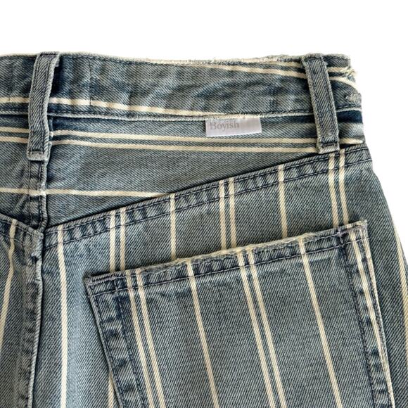 Revolve Boyish Corey Striped Raw Hemline Casual Cotton Denim Mini Skirt Size 25 - Picture 7 of 8